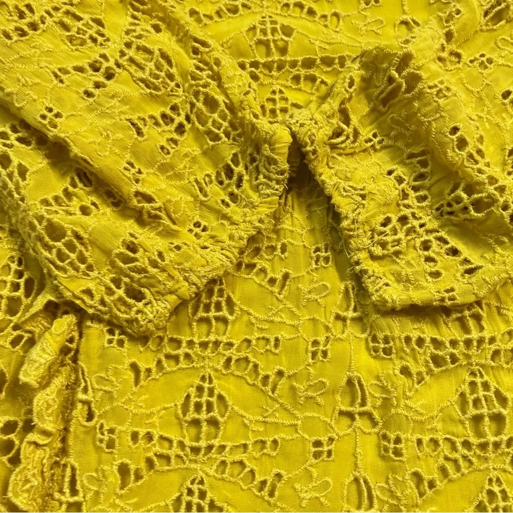 Anthropologie Clementine Blouse Eyelet Ruffle Pullover Puffed Sleeve Top Size 8
